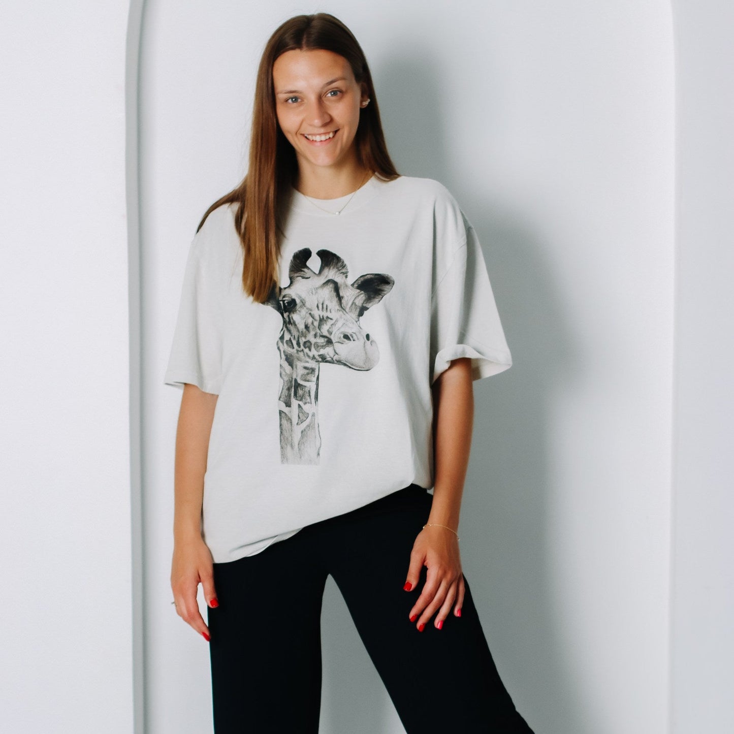 Žirafe | Oversized Kokvilnas t-krekls